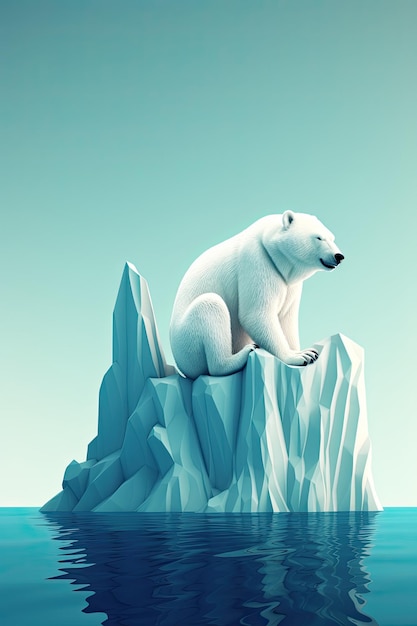 Ours polaire sur la banquise Fonte des icebergs et réchauffement climatique IA générative