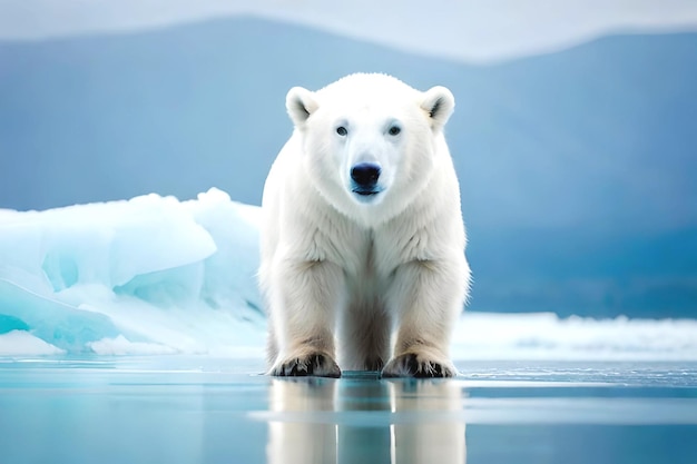 Ours polaire sur la banquise Ours polaire sur la fonte des glaces dans la mer Arctique