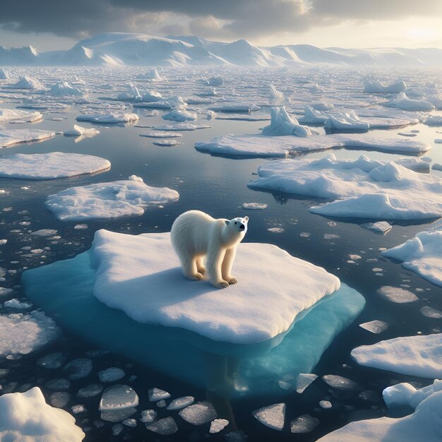 Un ours polaire sur un bloc de glace