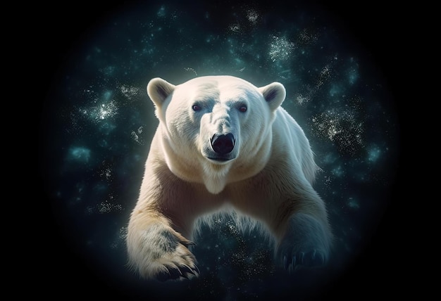 ours polaire dans l'espace dans le style de rendu hyperréaliste