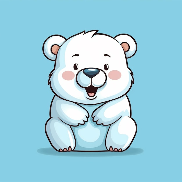 ours polaire de dessin animé assis sur ses pattes postérieures et souriant ai générative