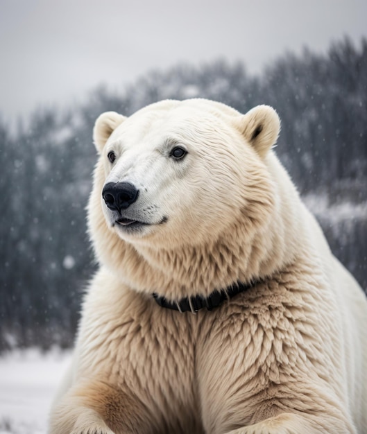 Ours polaire errant seul dans la neige