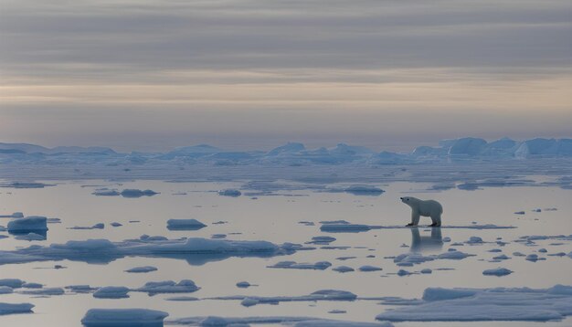 Photo un ours polaire est sur la glace avec de la glace en arrière-plan