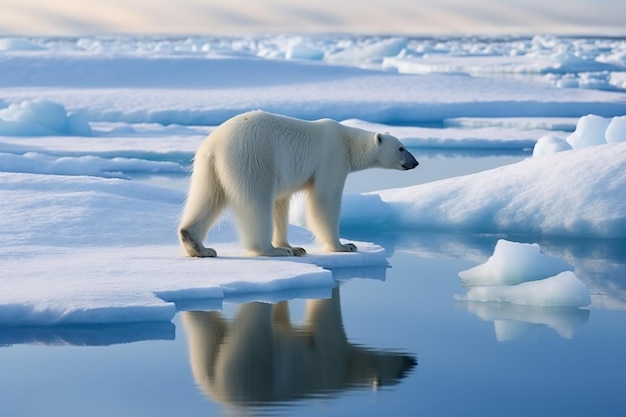 Un ours polaire sur la glace dans l'Arctique