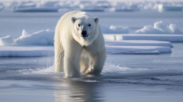 Ours polaire sur la glace généré par l'IA