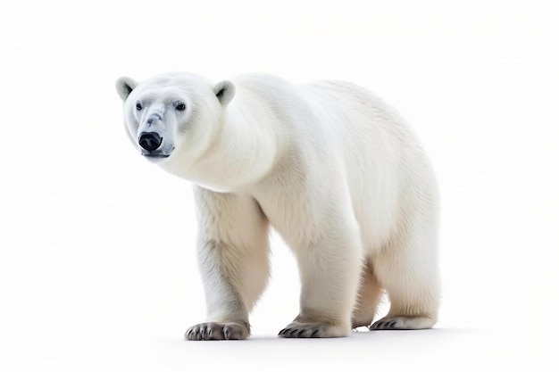 Ours polaire isolé sur un fond blanc IA générative