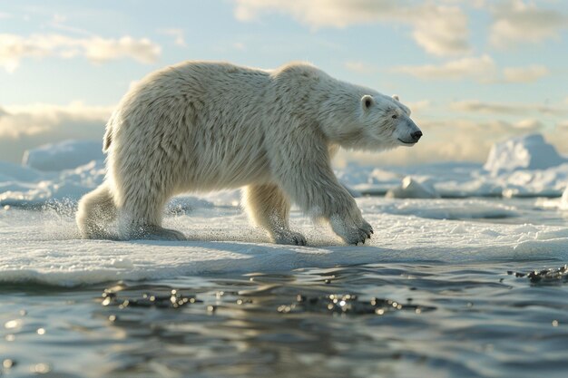 L'ours polaire majestueux traverse les glaces de l'Arctique.