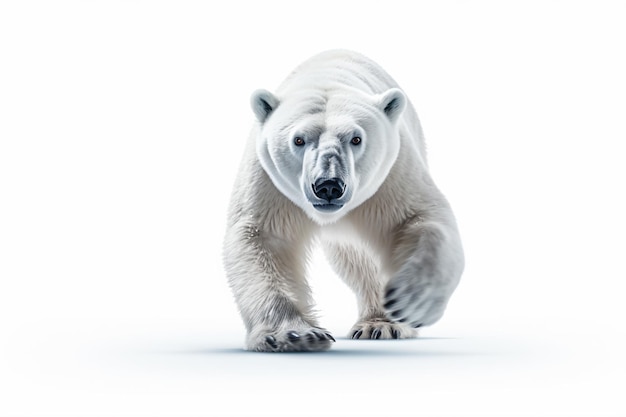 un ours polaire marchant sur une surface blanche