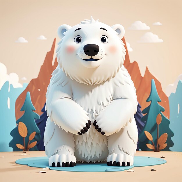 L'ours polaire mignon debout illustration de l'icône vectorielle de dessin animé animal concept d'icône de la nature isolé plat