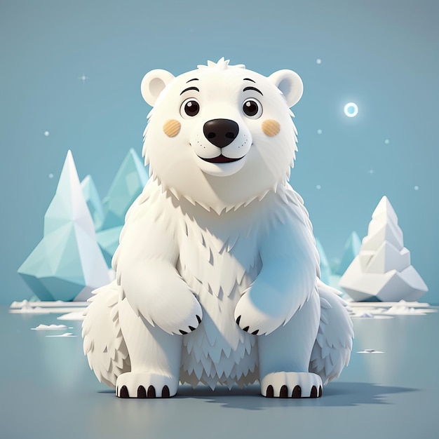 L'ours polaire mignon debout illustration de l'icône vectorielle de dessin animé animal concept d'icône de la nature isolé plat
