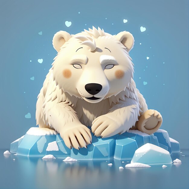 L'ours polaire mignon dormant sur la glace illustration de l'icône vectorielle de dessin animé animal icône de la nature isolée à l'aplat