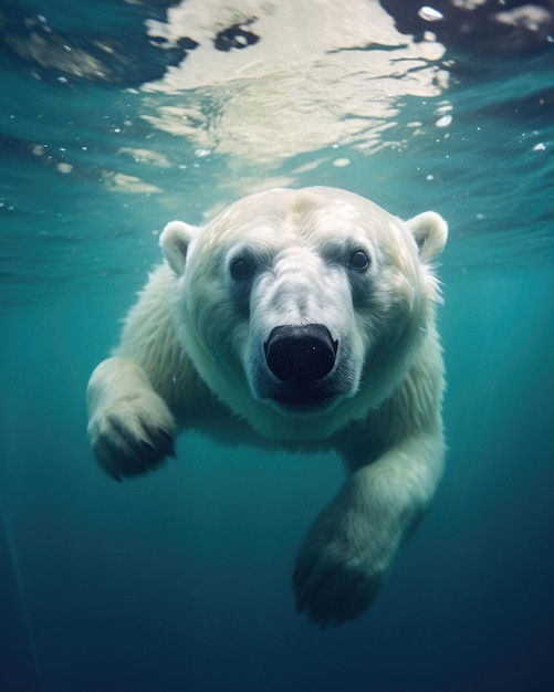 L'ours polaire nage dans la faune sauvage des eaux glacées