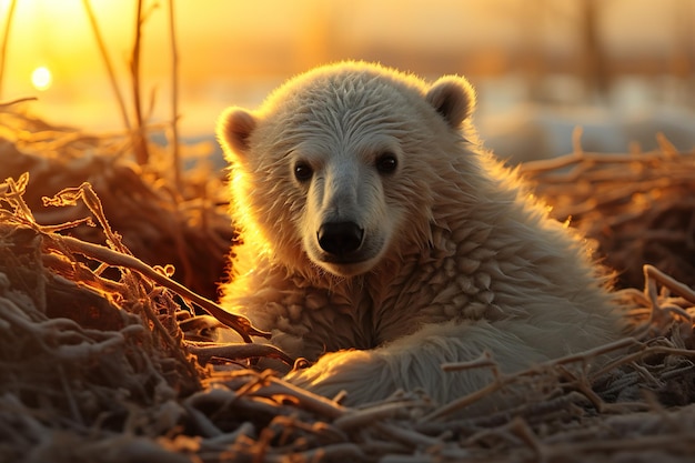 L'ours polaire sur une plaque de glace, la fonte d'un iceberg et le réchauffement climatique