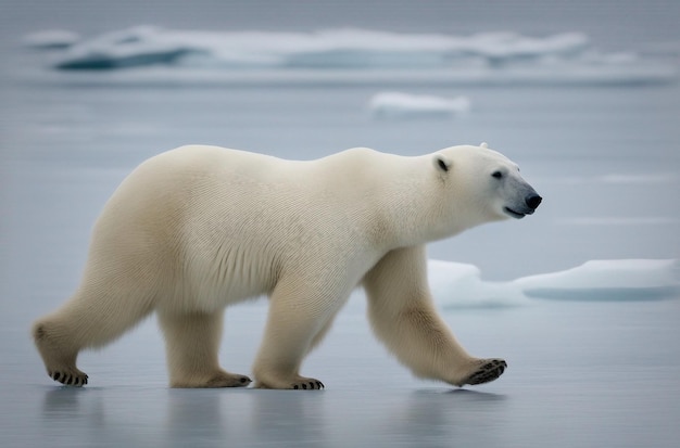 Un ours polaire qui marche sur la glace