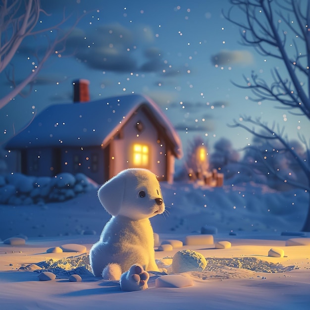 Photo un ours polaire se tient dans la neige avec une maison en arrière-plan
