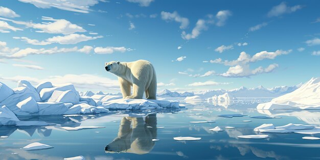 Un ours polaire se tient sur un flotteur de glace.