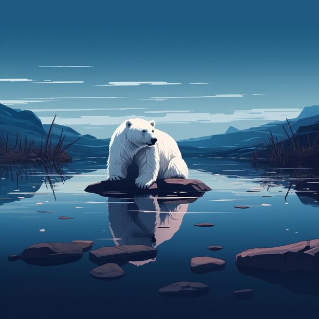 Photo un ours polaire solitaire dans le style disney.