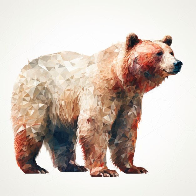 Photo un ours polygame coloré sur fond blanc