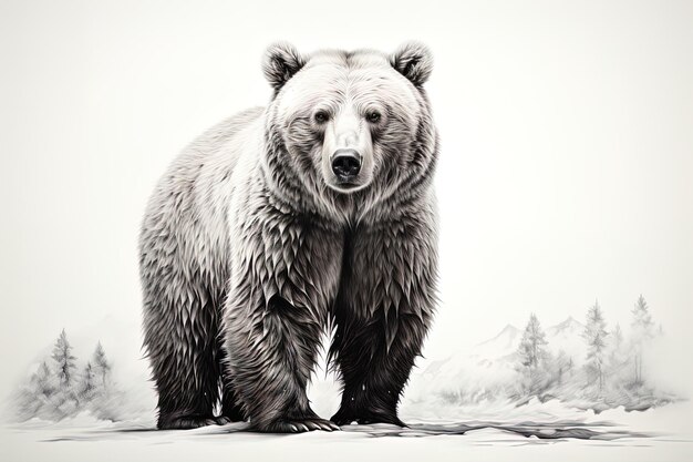 Photo un ours qui est noir et blanc