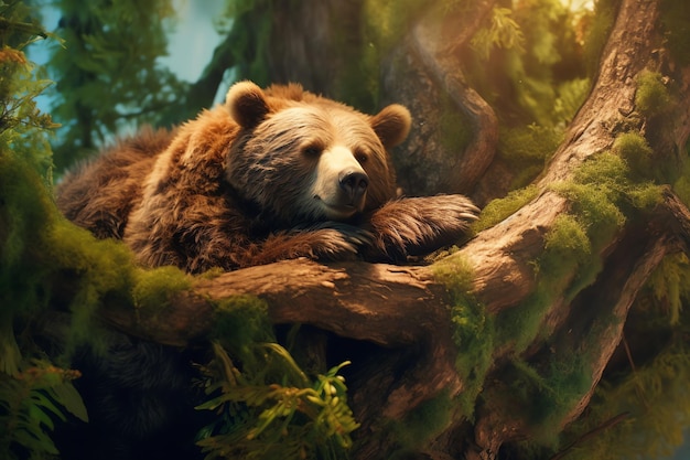 Un ours se repose dans un arbre