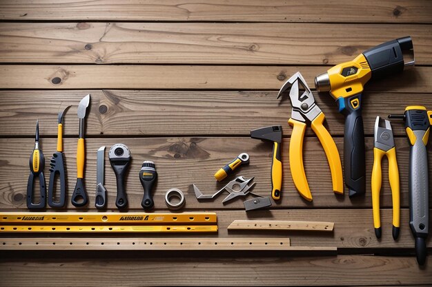 Outils de bricolage sur un panneau en bois