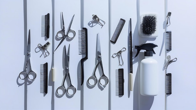 Outils de coiffure sur fond blanc