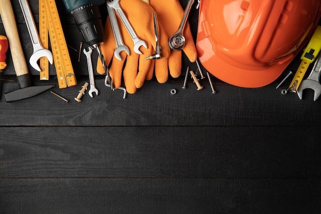 Outils De Construction Sur Table, Espace Pour Le Texte