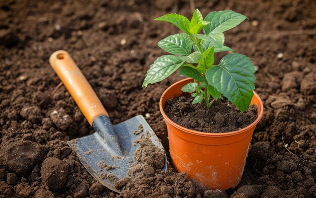 Outils de jardinage sur le sol