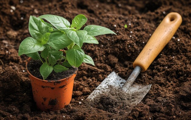 Outils de jardinage sur le sol