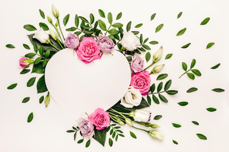 Photo ouvre de mise en page créative faite de fleurs roses et de feuilles vertes bonne carte de pâques