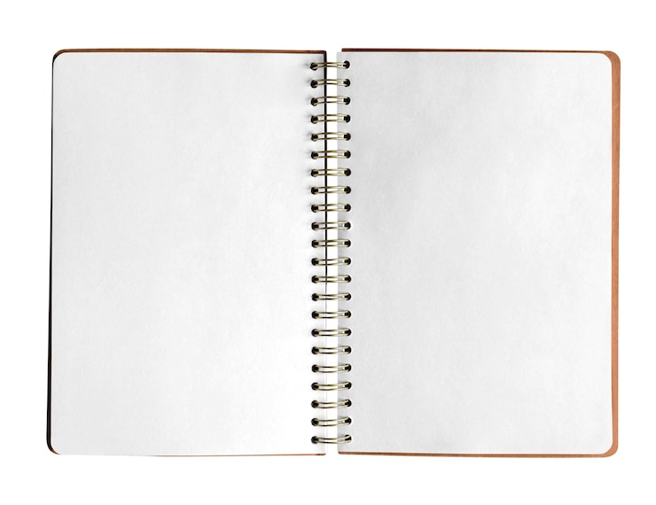 Photo ouvrez les pages du carnet de croquis avec un autocollant png et un fond transparent