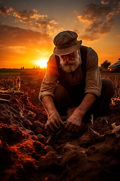 Un ouvrier agricole travailleur