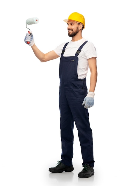 ouvrier ou bâtisseur masculin avec rouleau de peinture