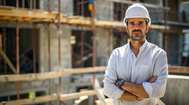 Un ouvrier de la construction portant un chapeau rigide