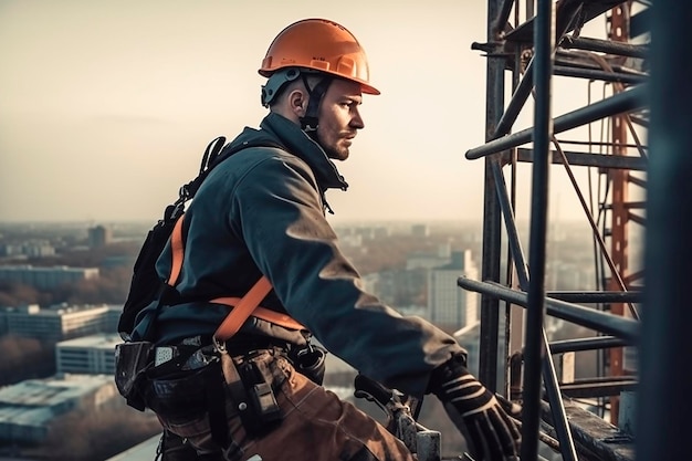 Un ouvrier du bâtiment sur un chantier