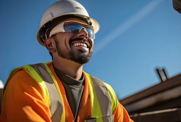 Ouvrier du bâtiment homme souriant