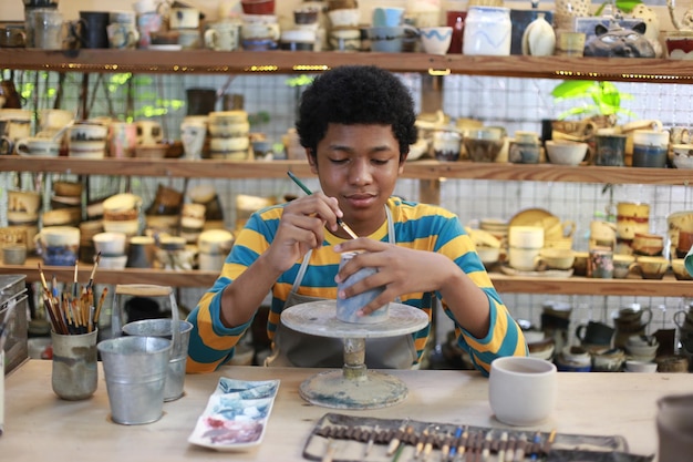 Ouvrier à la fabrication de poterie