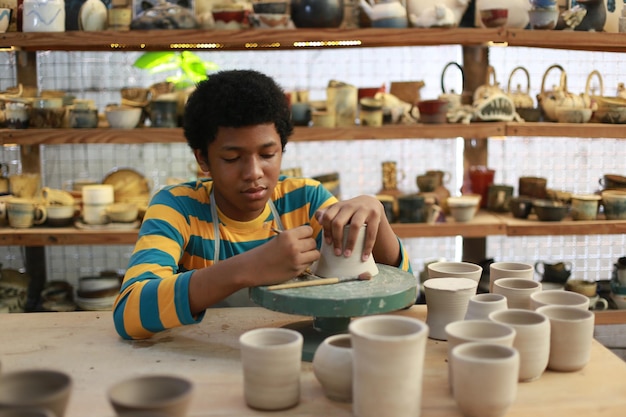 Ouvrier à la fabrication de poterie