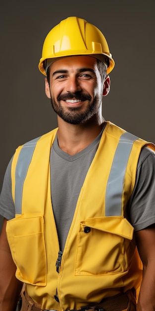 Un ouvrier isolé sur un fond jaune