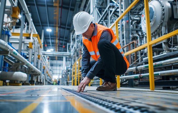 ouvrier d'usine avec un chapeau dur