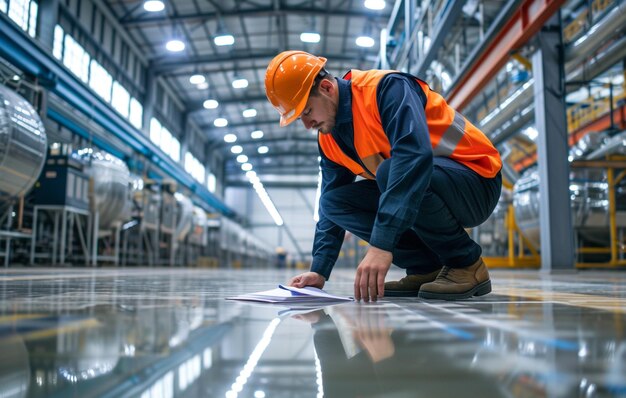 ouvrier d'usine avec un chapeau dur