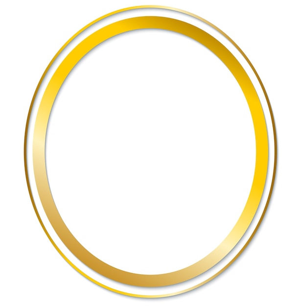 Photo a oval with gold frame with a white background with a gold border