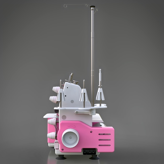 Overlock rose sur une surface grise