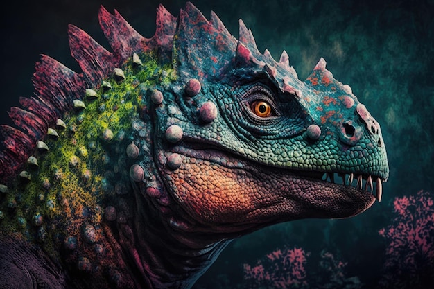 Pachycephalosaurus Dinosaure dangereux coloré dans une nature préhistorique luxuriante par Generative AI