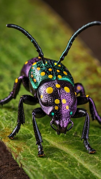 Photo pachyrhynchus gemmatus colébre coloré avec des points jaunes papier peint photo réaliste