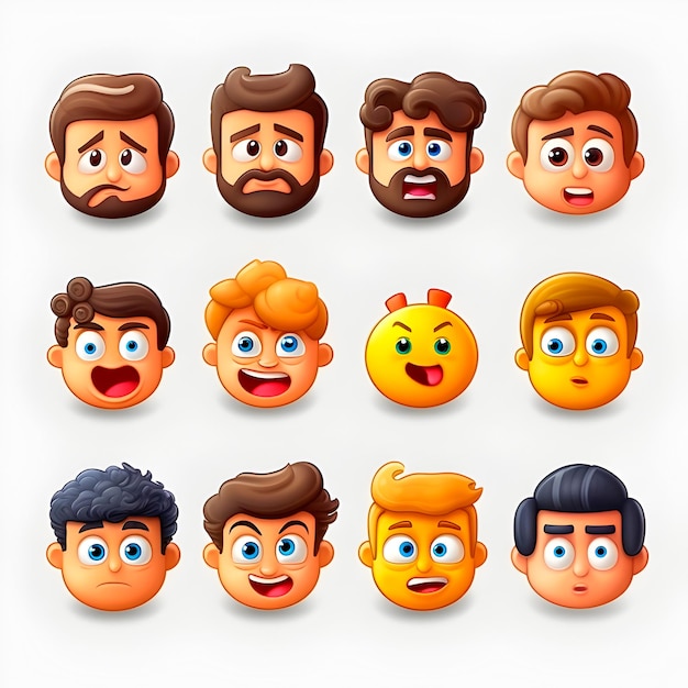 Photo pack d'emoji animés surpris