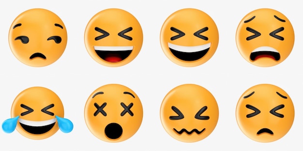 pack d'emoji d'expressions faciales de modèles 3D