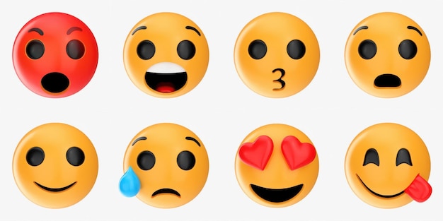 pack d'emoji d'expressions faciales de modèles 3D