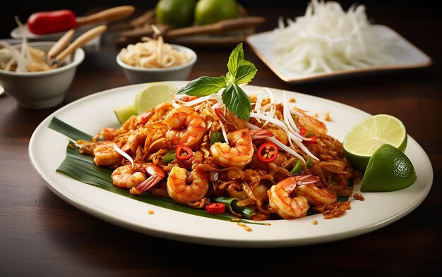 Pad Thai sur fond clair