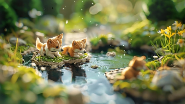 Photo paddle de chien dans l'étang d'été